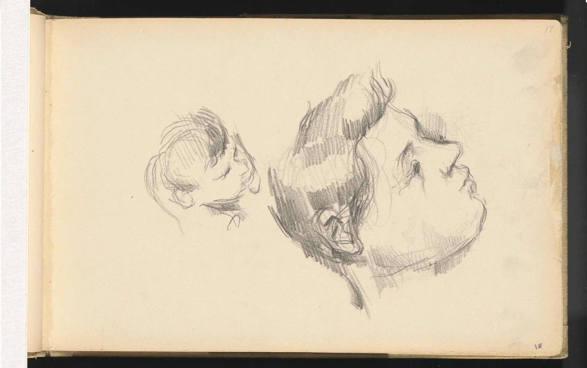 Two Heads, by Paul Cezanne, graphite, 1888