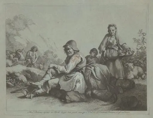 Seated Shepherd and a Peasant Woman with a Basket