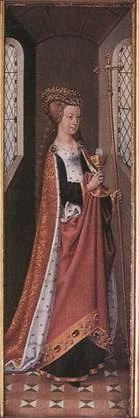 Personification of the Church (Ecclesia), by Master of the Bruges Legend of St. Ursula, oil, 1492