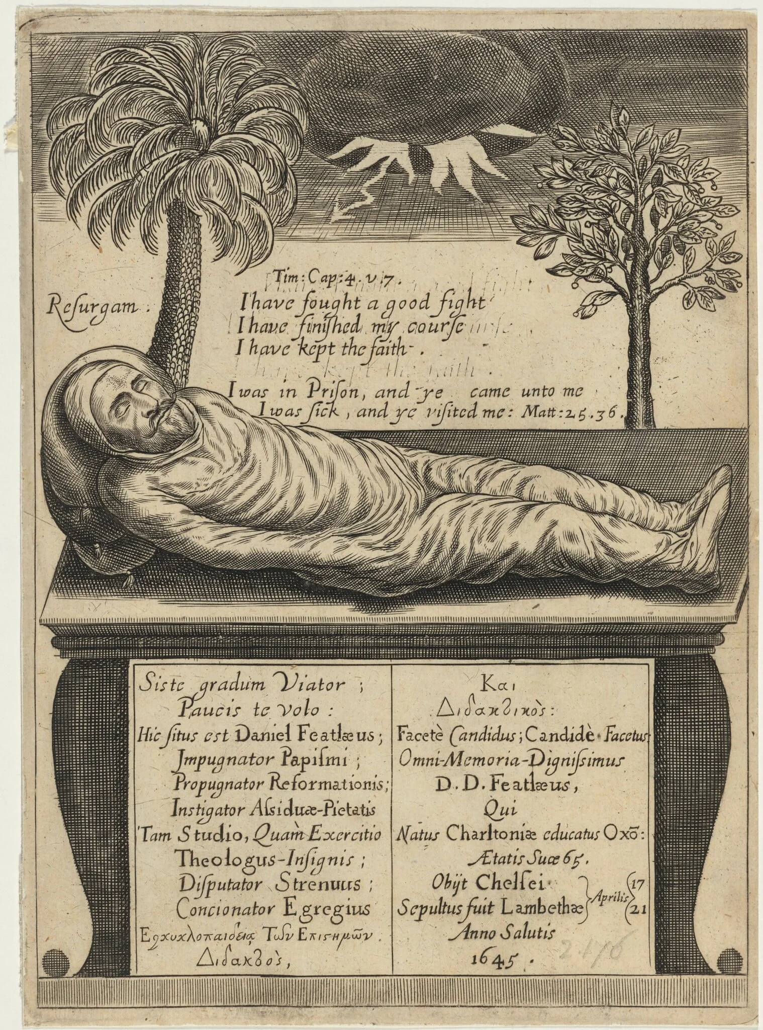 Daniel Featley, by Unknown 19th Century, ink, 1645