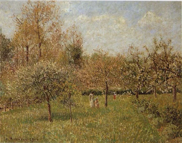 Spring at Éragny, by Camille Pissarro, oil, 1900