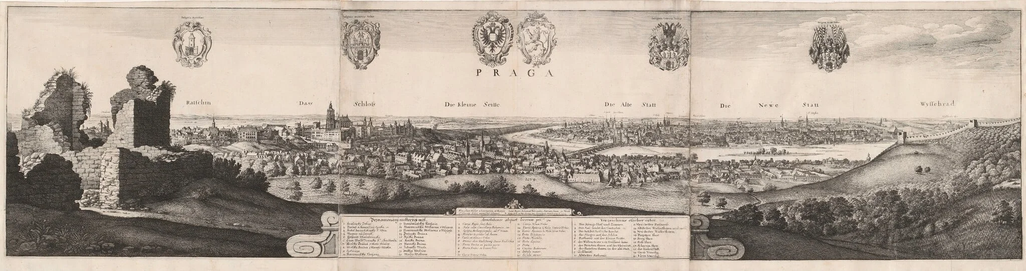 The Great View of Prague, by Wenceslaus Hollar, ink, 1649