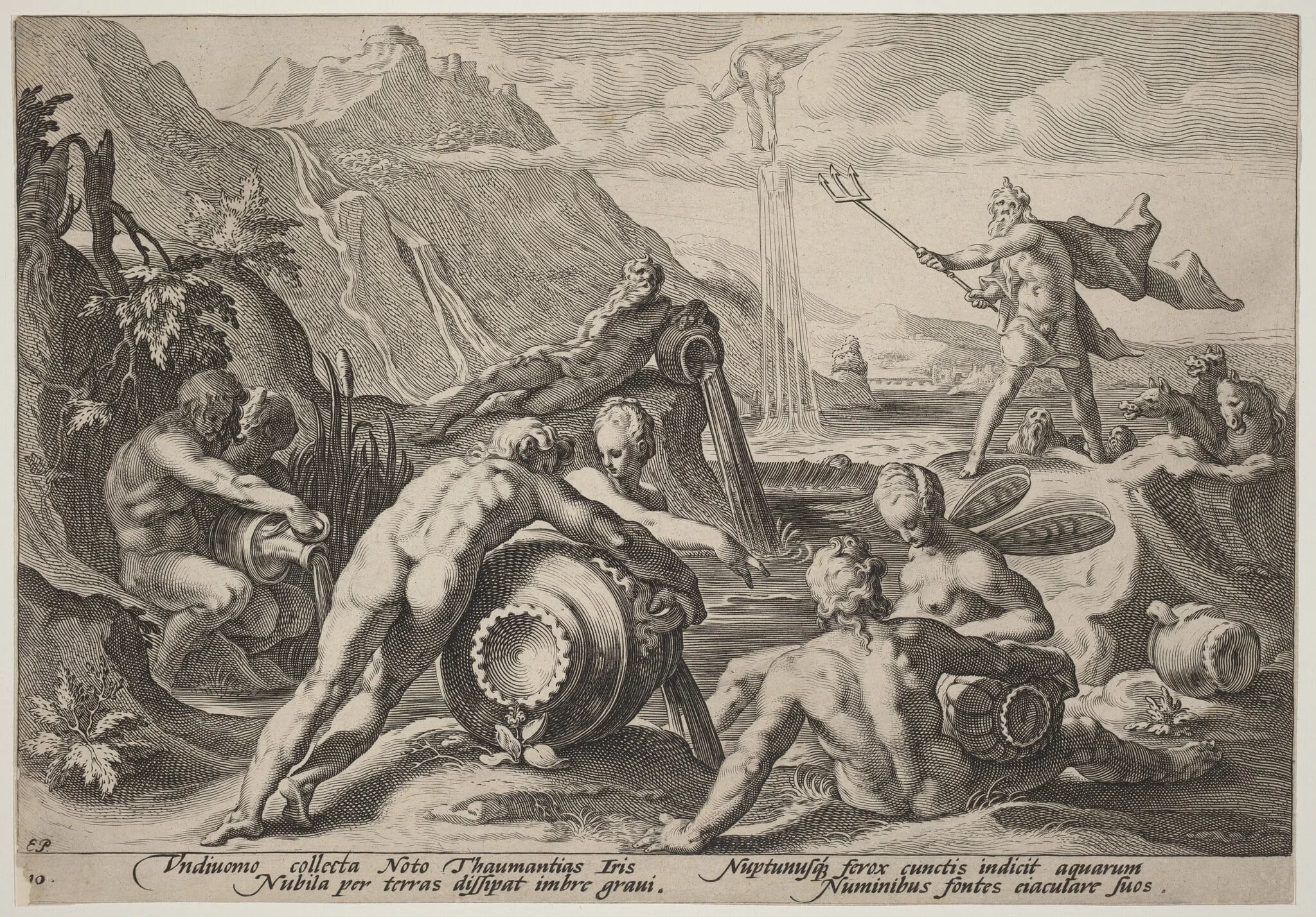 Neptune Plotting the Destruction of Man, by Hendrik Goltzius, ink, 1589