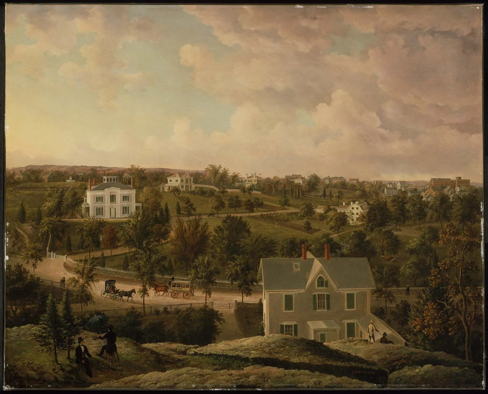 View of Roxbury, by John W. A. Scott, oil, 1854