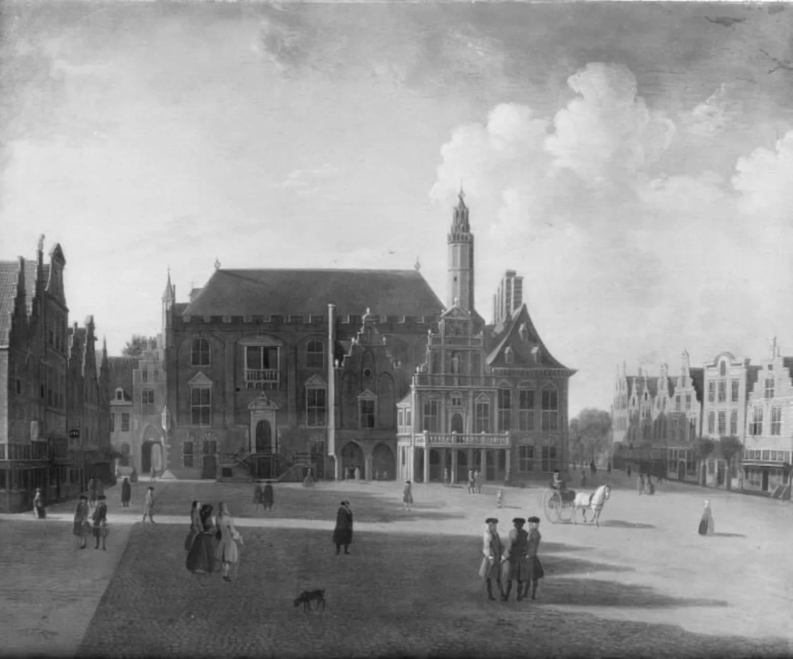 Marketplace at Haarlem, Looking towards the Town Hall, by Unknown, 1750