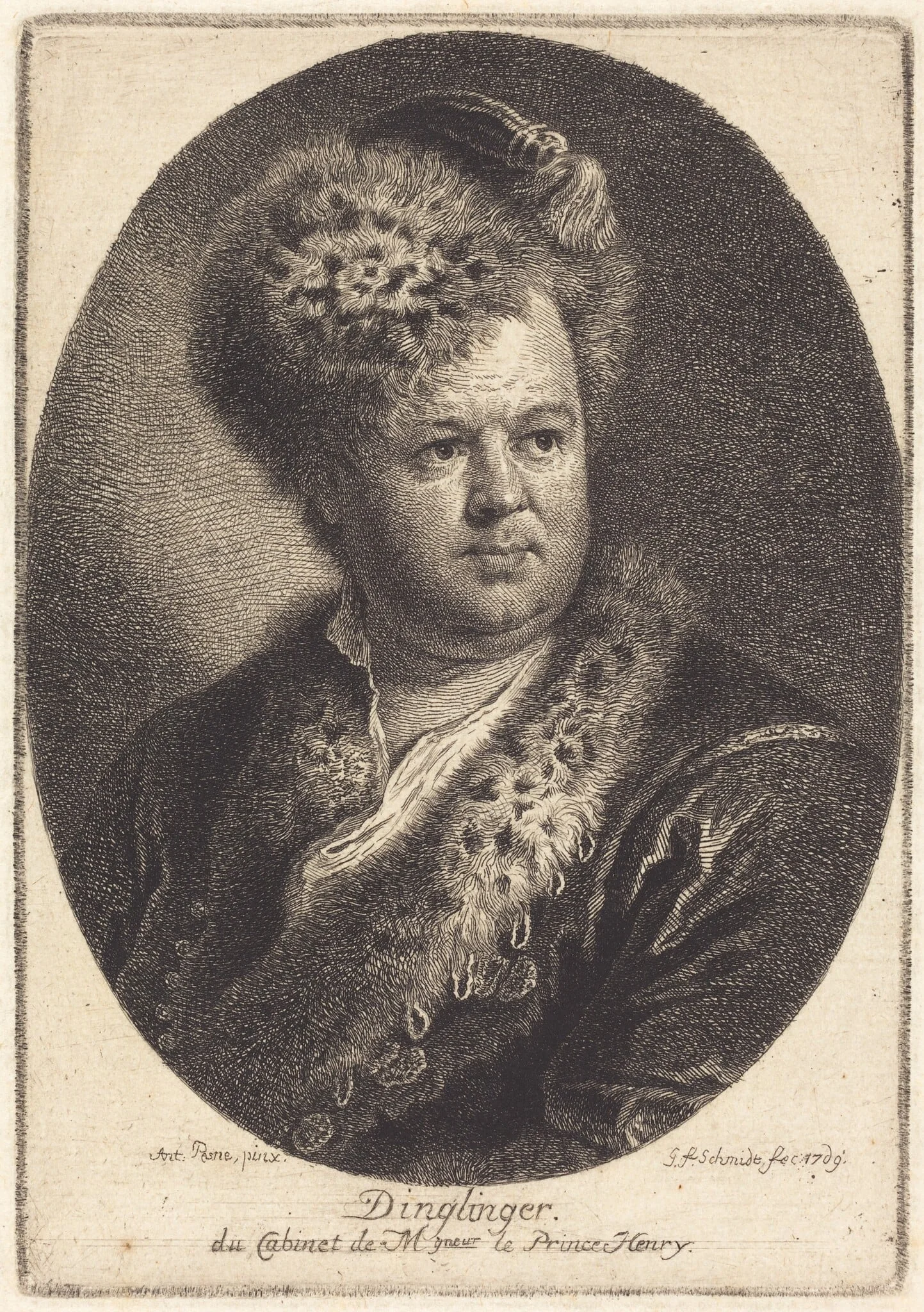 Johann Melchior Dinglinger, by Georg Friedrich Schmidt, ink, 1769
