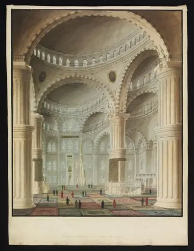 Interior of Sultan Achmet's Mosque. Stamboul'