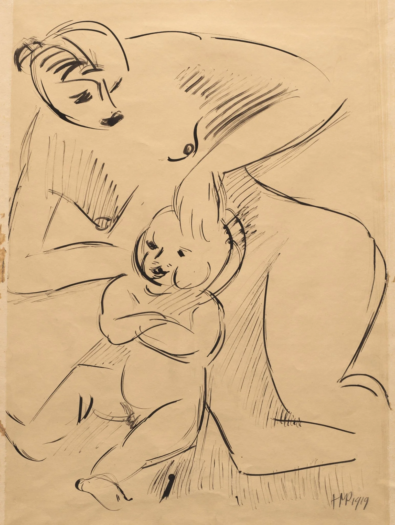 Mother and Child (recto), by Max Pechstein, 1919