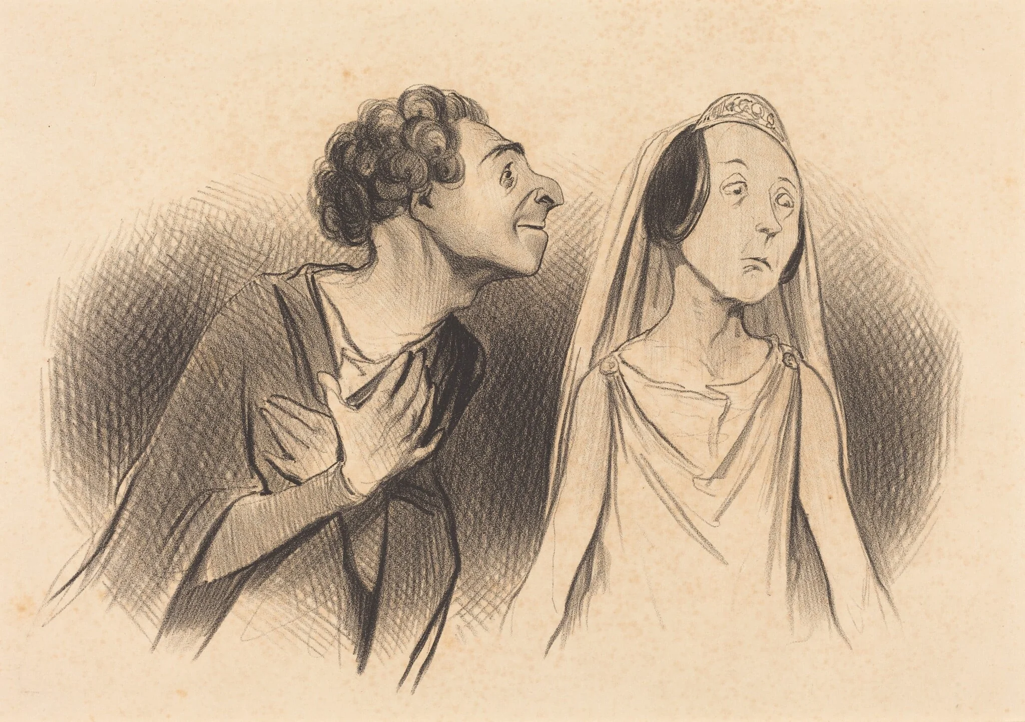 Je pars plus amoureux que... jamais..., by Honoré Daumier, ink, 1841