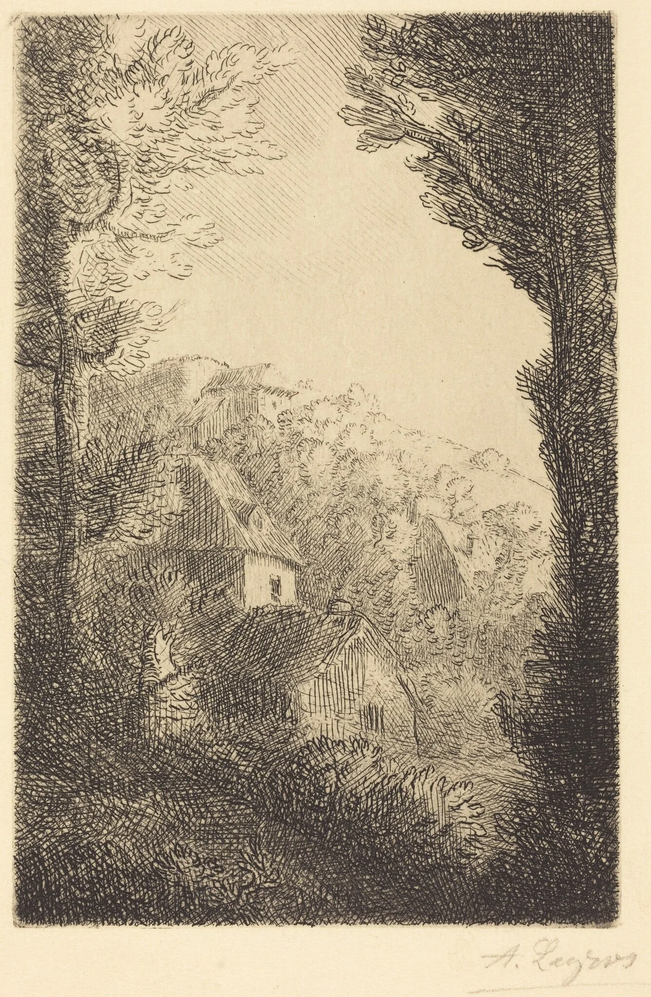 Old Chateau (Un vieux chateau), by Alphonse Legros, ink, 1874