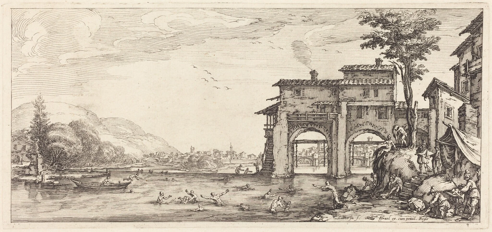The Bathers, by Jacques Callot, ink, 1630