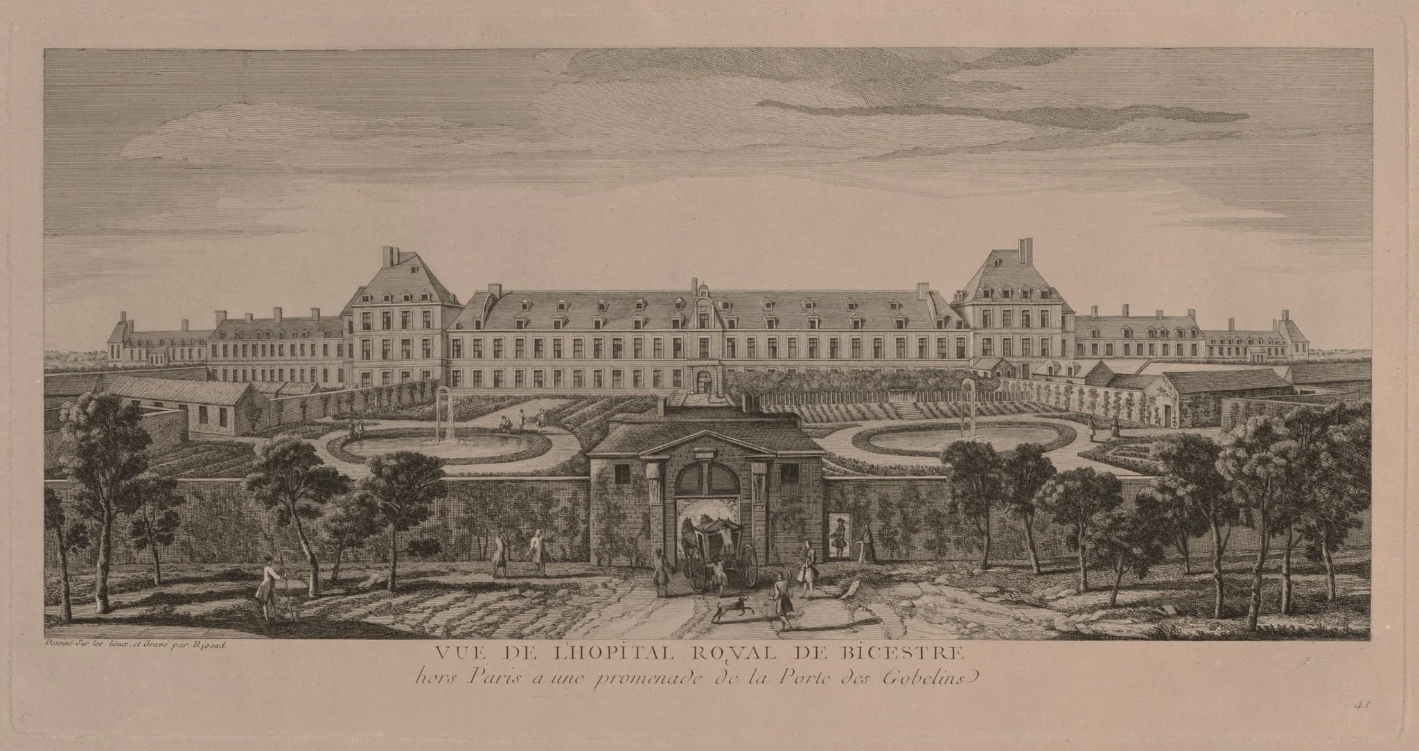 The Royal Hospital of Bicestre, by Jacques Rigaud, 1727
