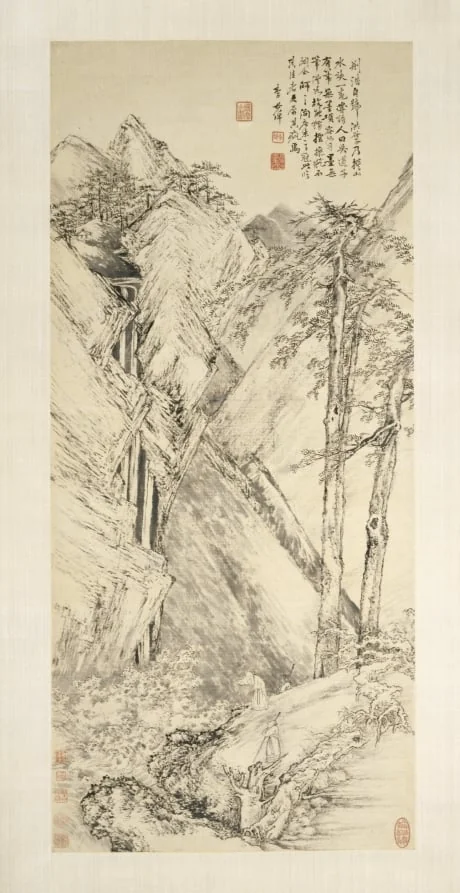 Landscape after Jing Hao and Guan Tong, by Li Shizhuo, unspecified, 1730