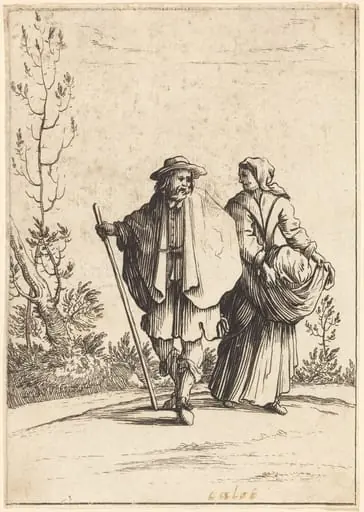 Beggar Couple, with Landscape in Background
