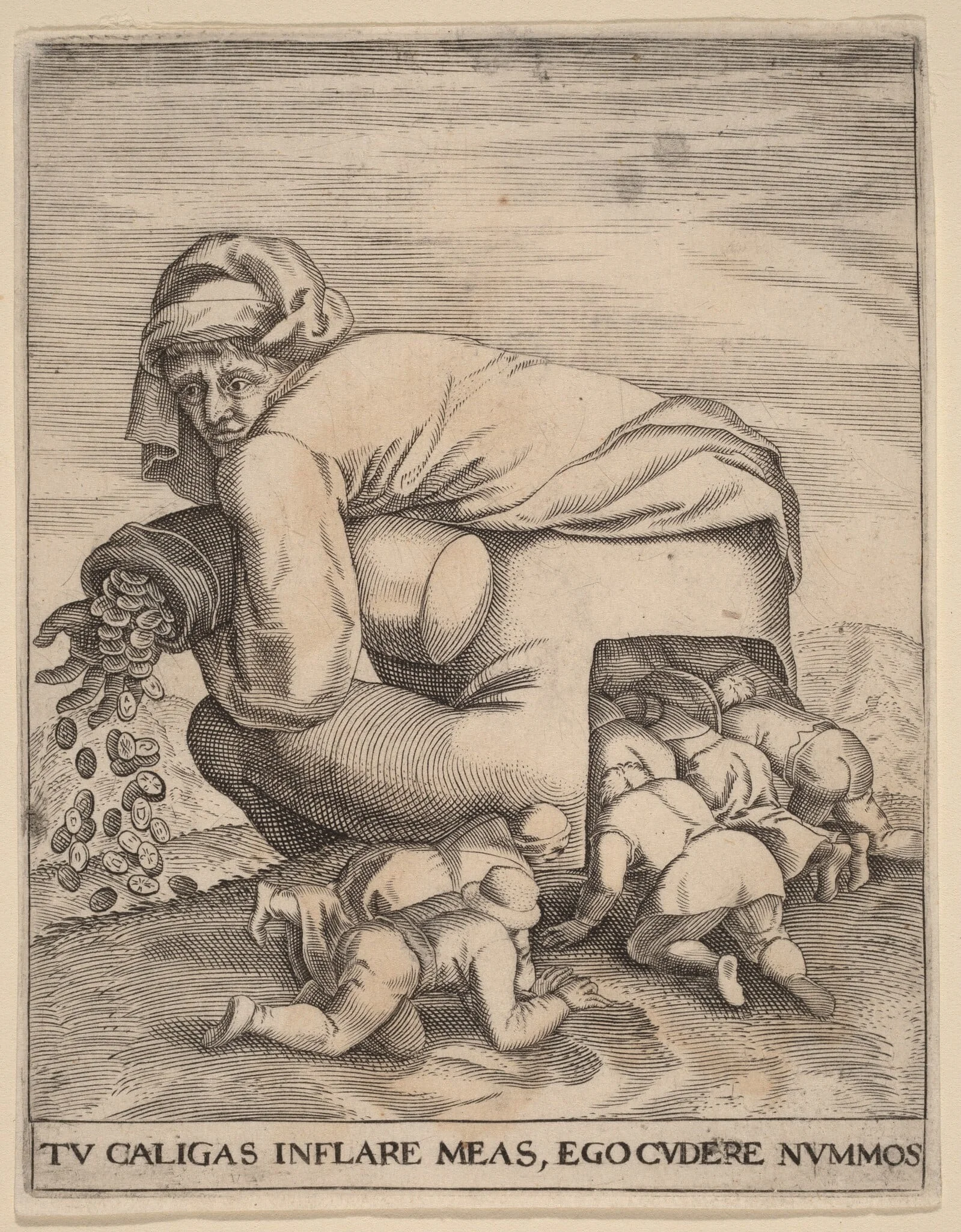 The Man with the Moneybag and His Flatterers, by Johann Theodor de Bry, ink, 1592