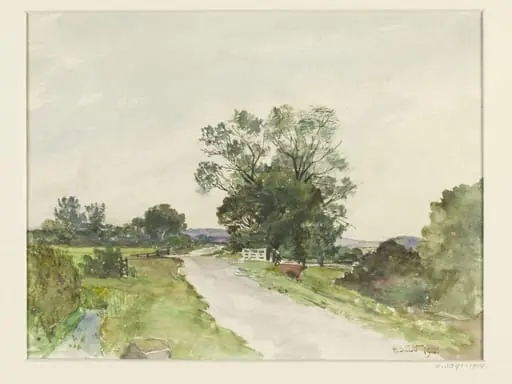 Landscape with road in flat country