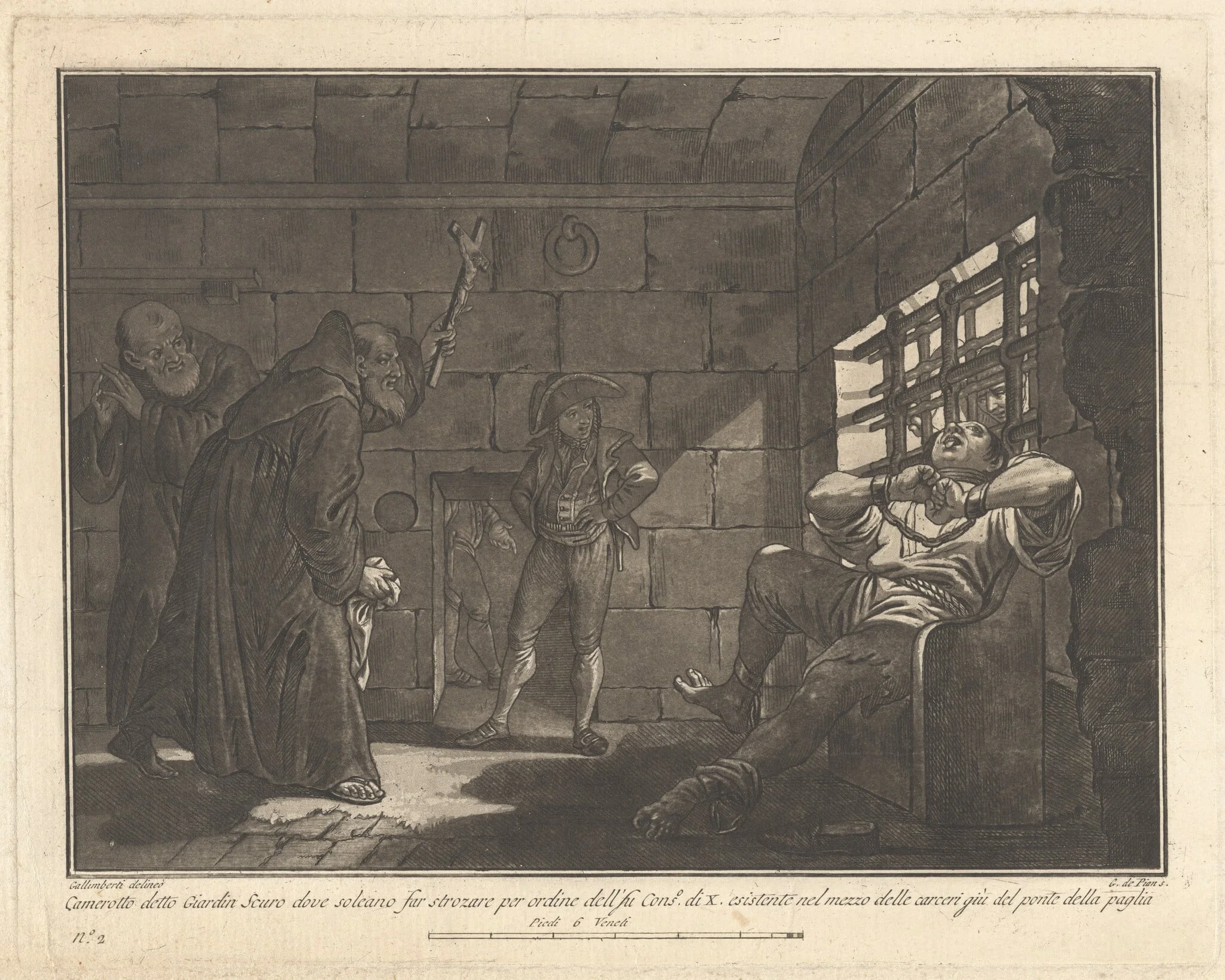 The "Giardin Scuro," for Executions by Strangling, by Giovanni De Pian, ink, 1797