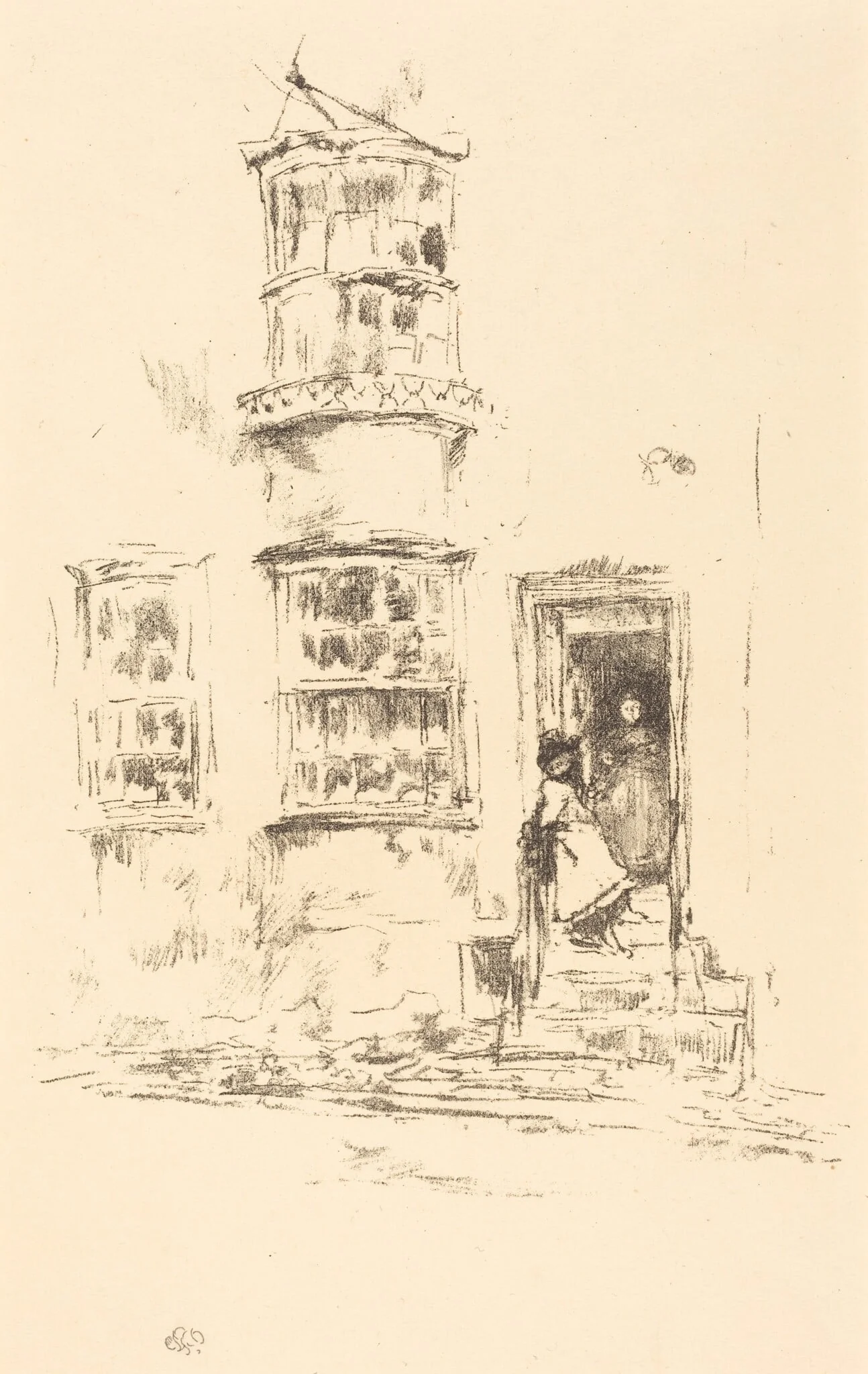 The Little Steps, Lyme Regis, by James McNeill Whistler, ink, 1896