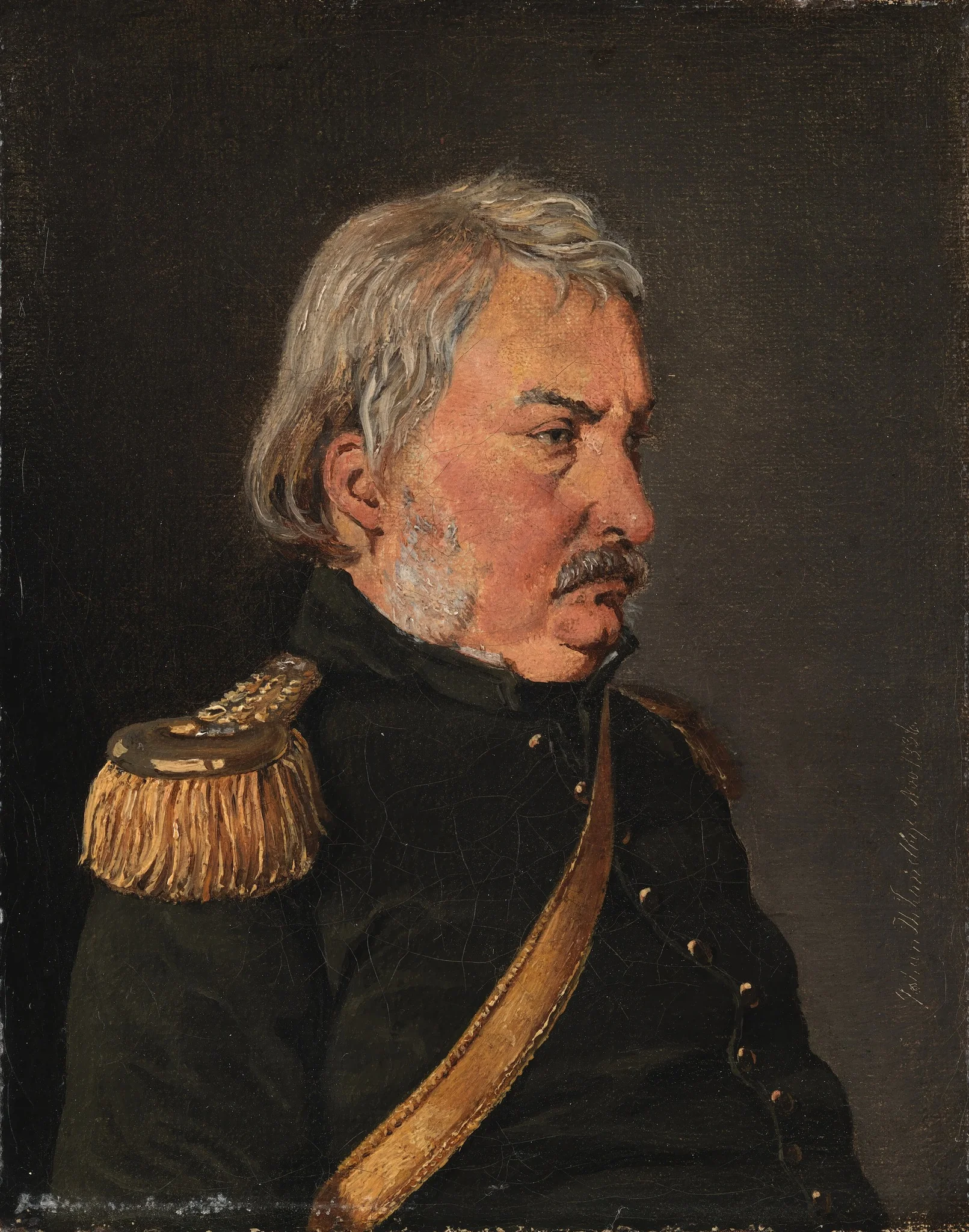 Oberst Joachim Theodor Lundbye, kunstnerens fader, by Johan Lundbye, oil, 1836