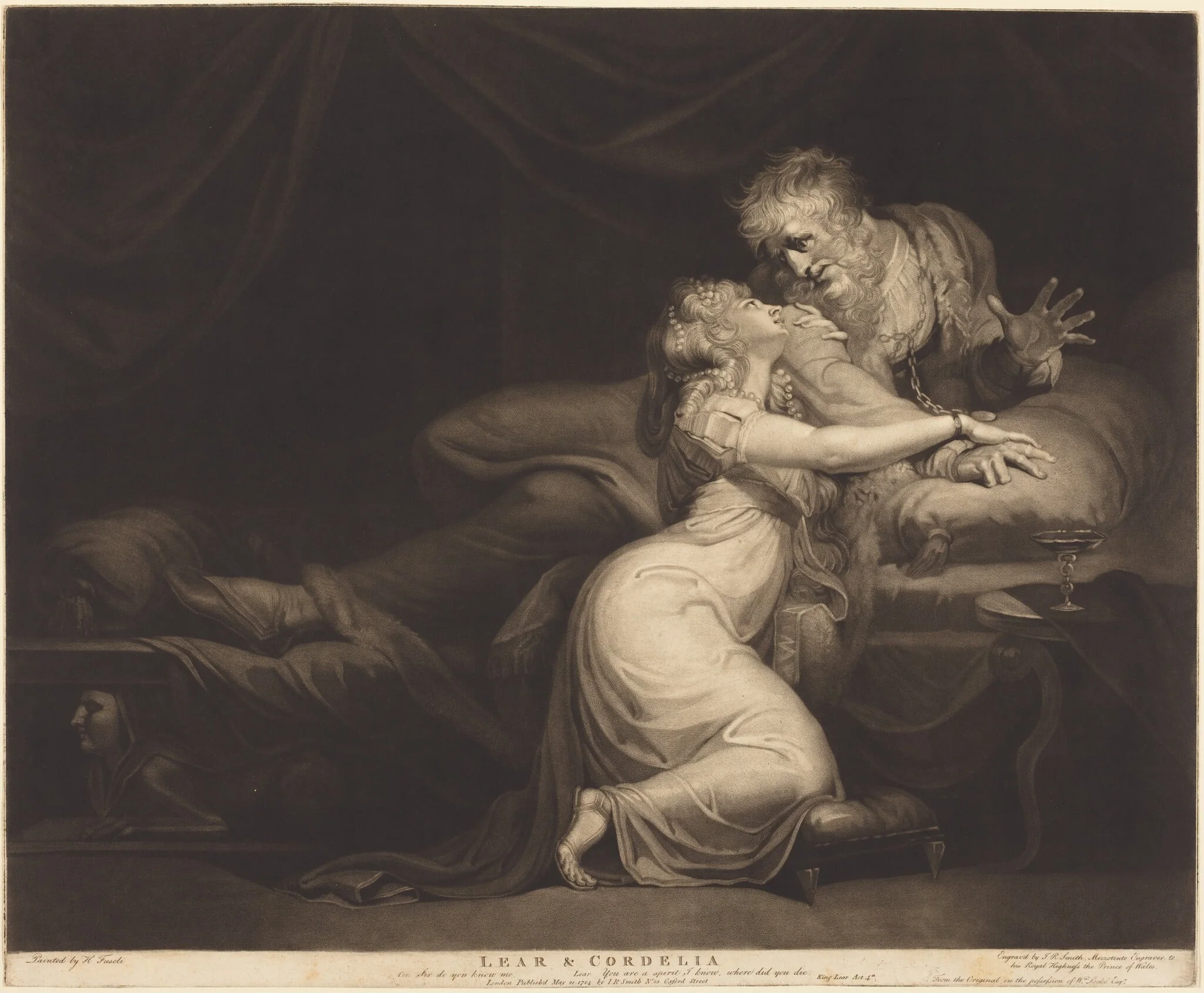 Lear and Cordelia, by John Raphael Smith, ink, 1784