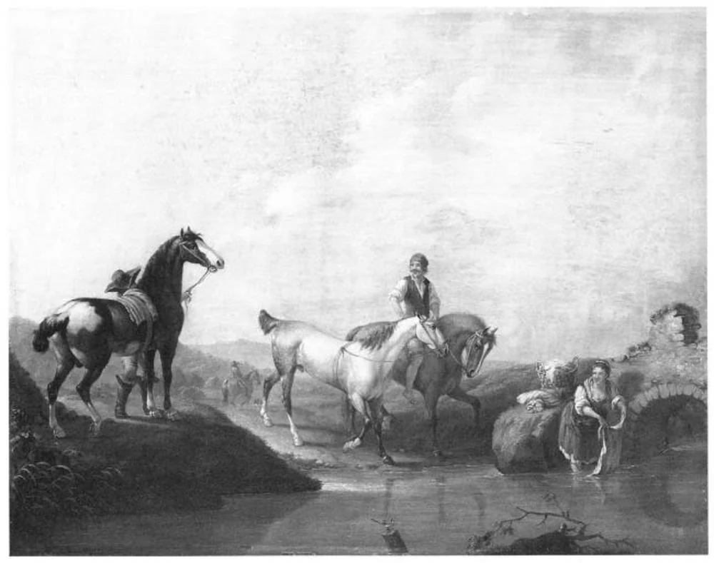 A Groom Leading two Horses to the Water, by Johann Georg Pforr, unspecified, 1792