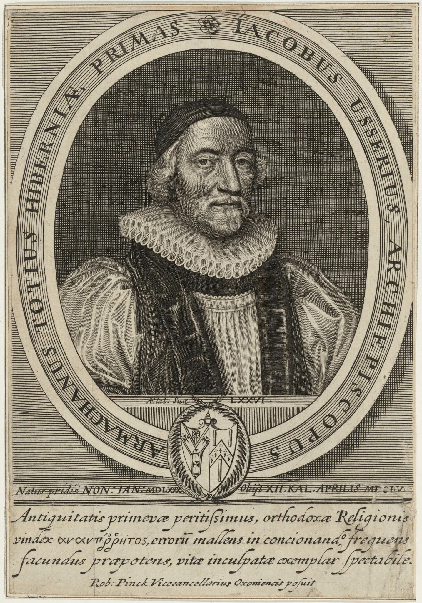 James Ussher, D.D., by William Faithorne, ink, 1654