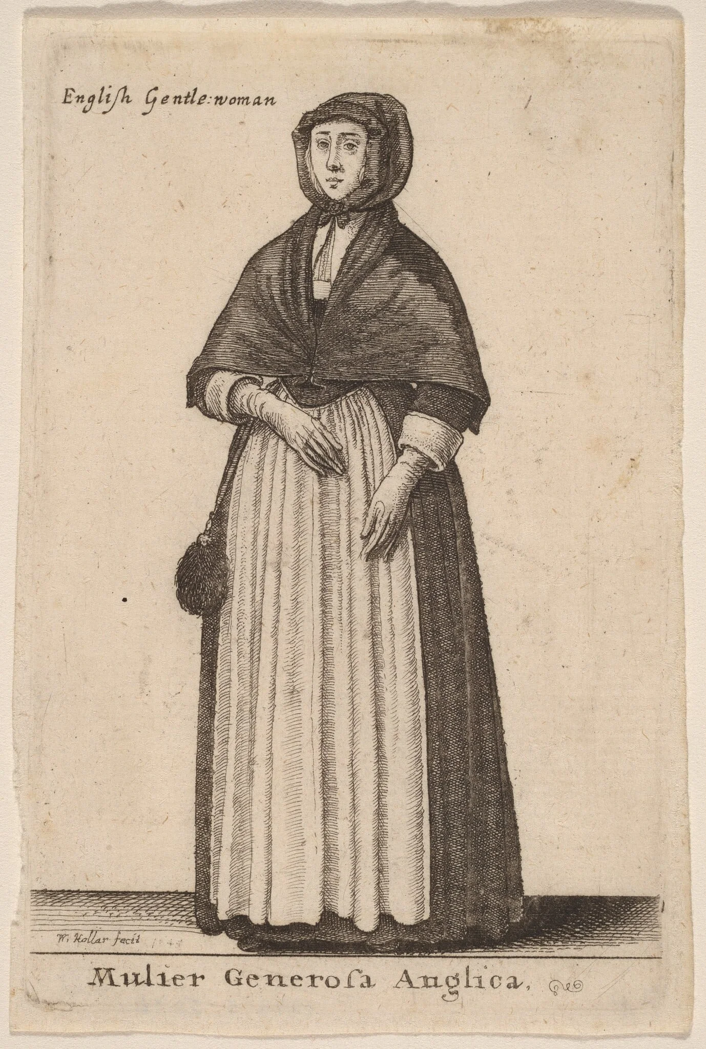 Mulier Generosa Anglica, by Wenceslaus Hollar, ink, 1643