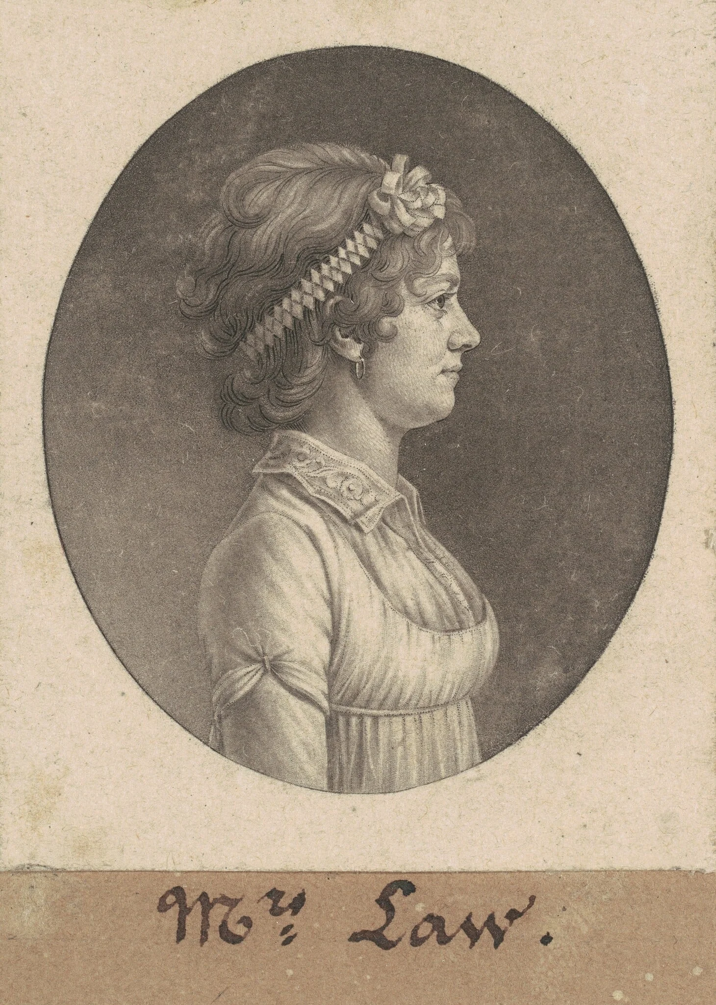 Elizabeth Parke Custis Law, by Charles Balthazar Julien Févret de Saint-Mémin, ink, 1805