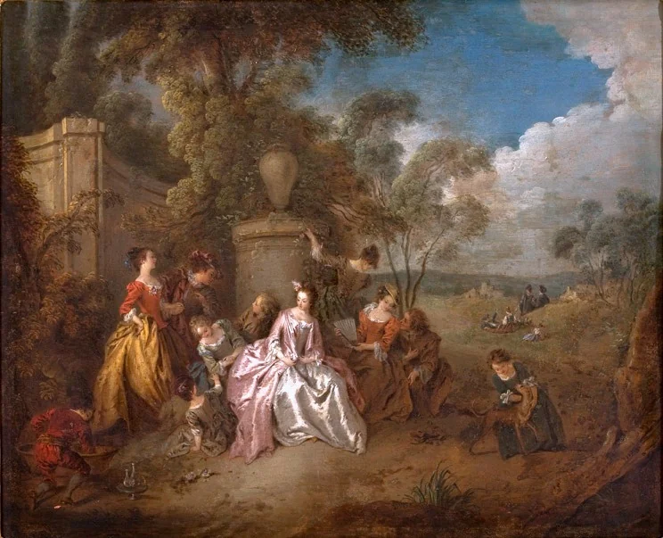 Gathering in a Park, by Jean-Baptiste Pater, oil, 1750