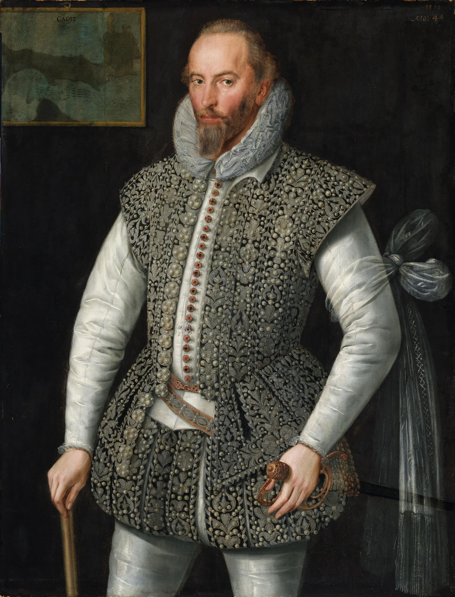 Portrait of Sir Walter Raleigh (1522-1618), Soldier and Historian, by William Segar, oil, 1600