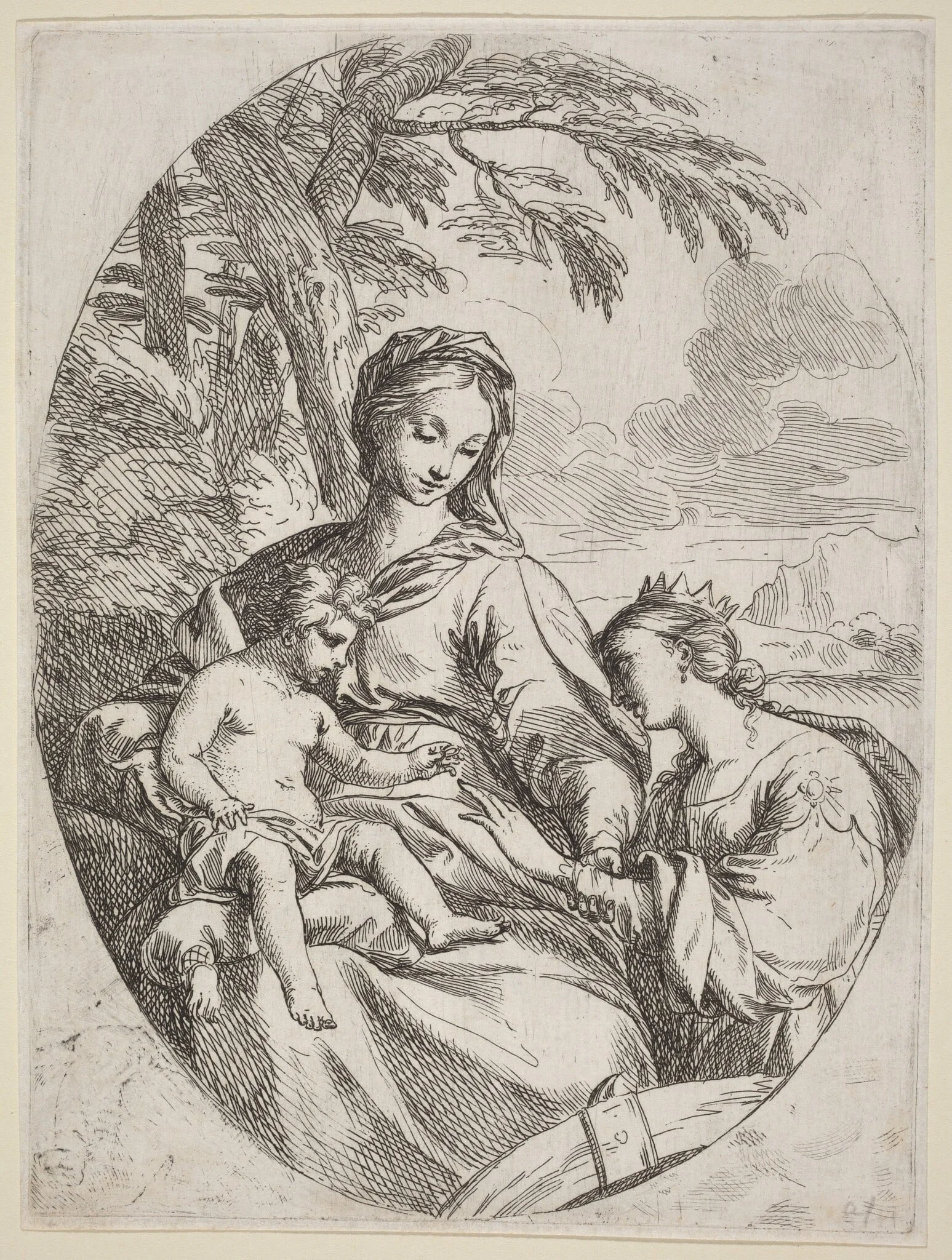 The Mystic Marriage of Saint Catherine, by Carlo Maratta, ink, 1669