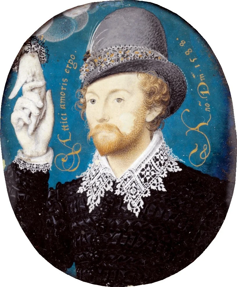 Unknown Man Clasping a Hand from a Cloud, by Nicholas Hilliard, watercolor, 1594