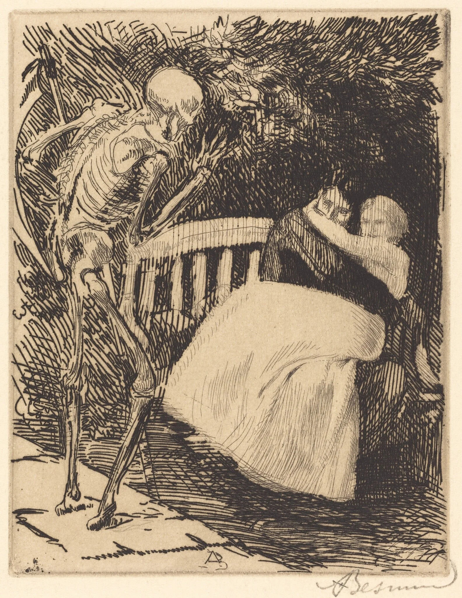 The Warning (L'avertissement), by Paul-Albert Besnard, ink, 1900