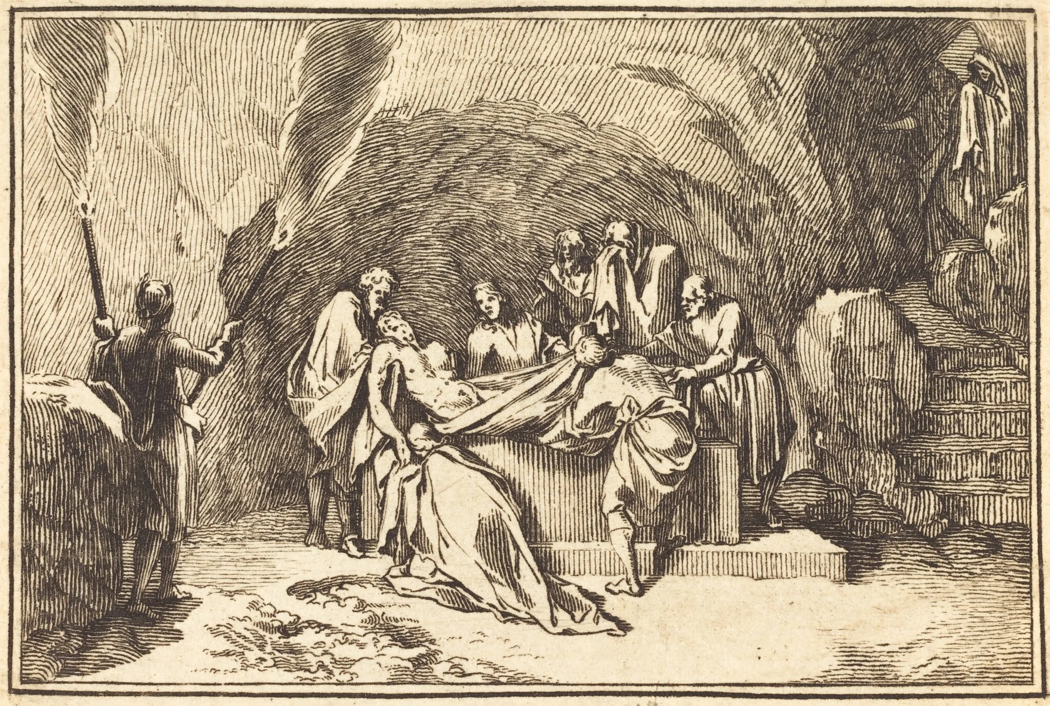 The Entombment, by French 17th Century, ink, 1650