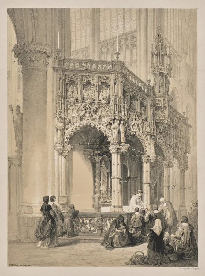 Sketches in Belgium and Germany, Second Series:  No. 17 - Screens at Lierre, by Louis Haghe, 1845