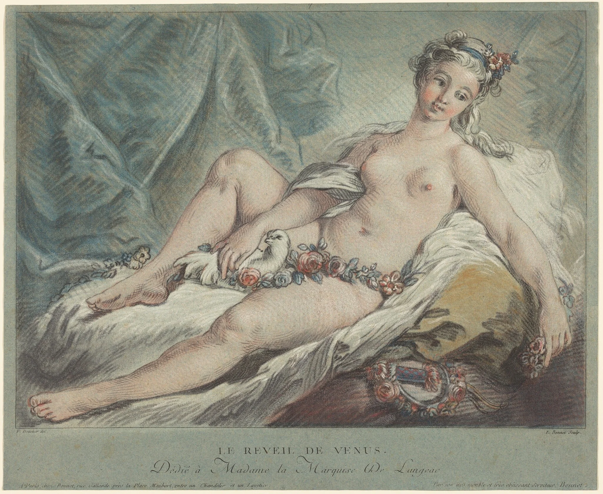 Le Réveil de Venus (Venus Awakening), by Louis-Marin Bonnet, pastel, 1769