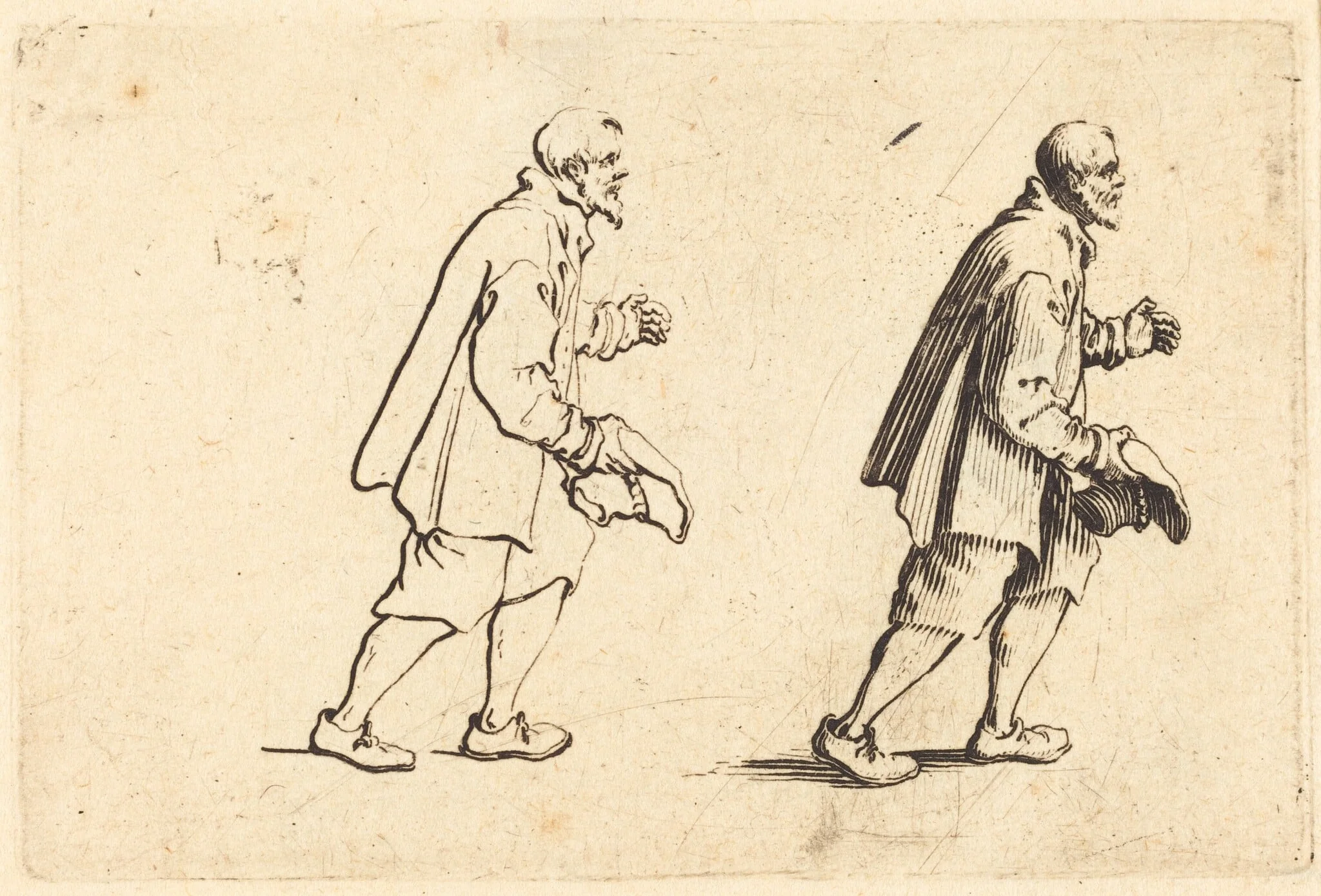 Peasant with Hat in Hand, by Jacques Callot, ink, 1622