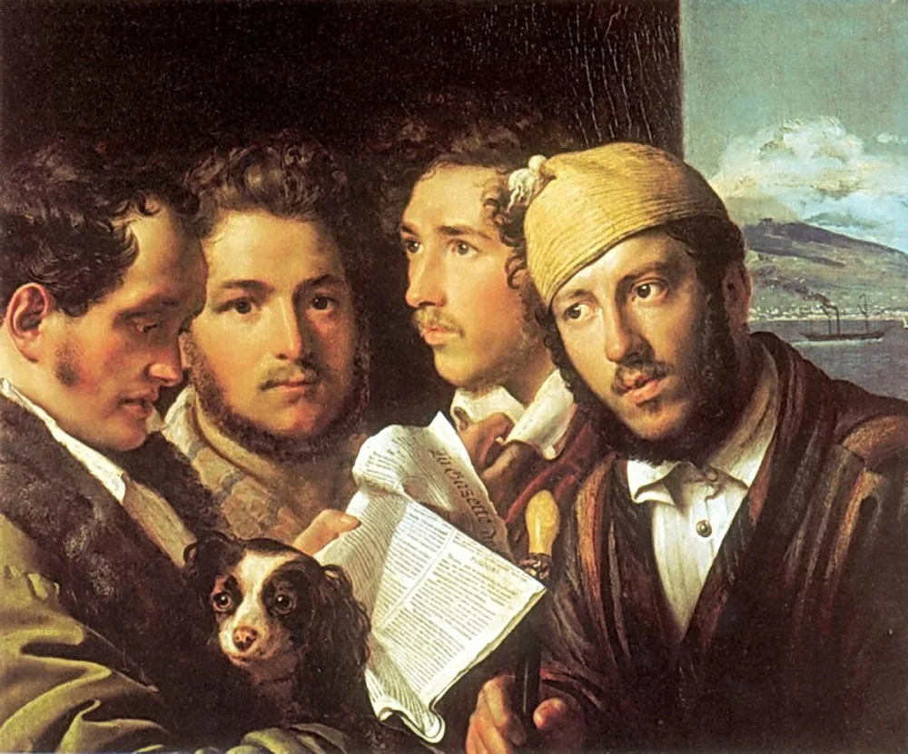 Readers of the Newspaper in Naples., by Orest Kiprensky, oil, 1831