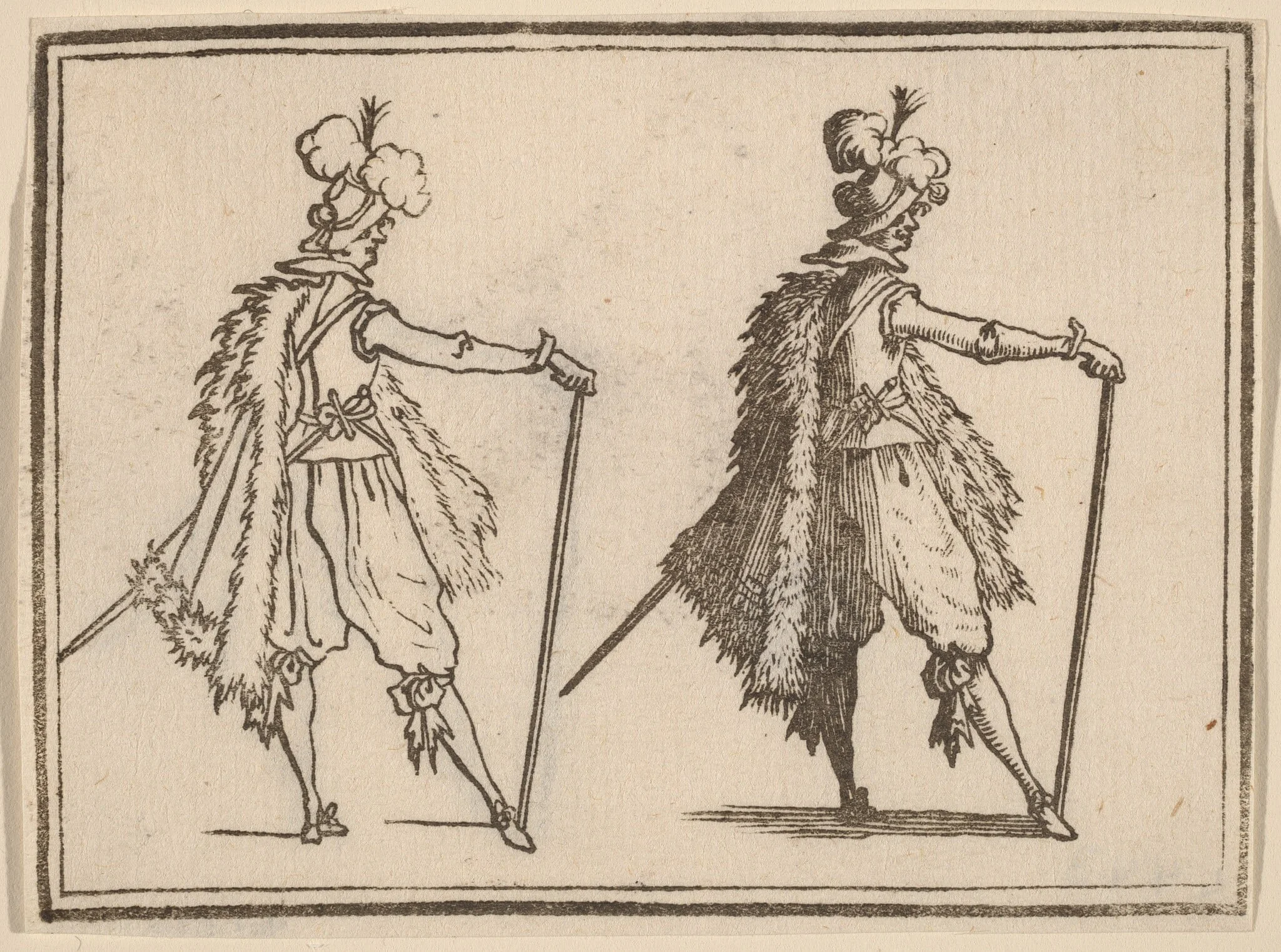 Gentleman with Cane, by Edouard Eckman, ink, 1621