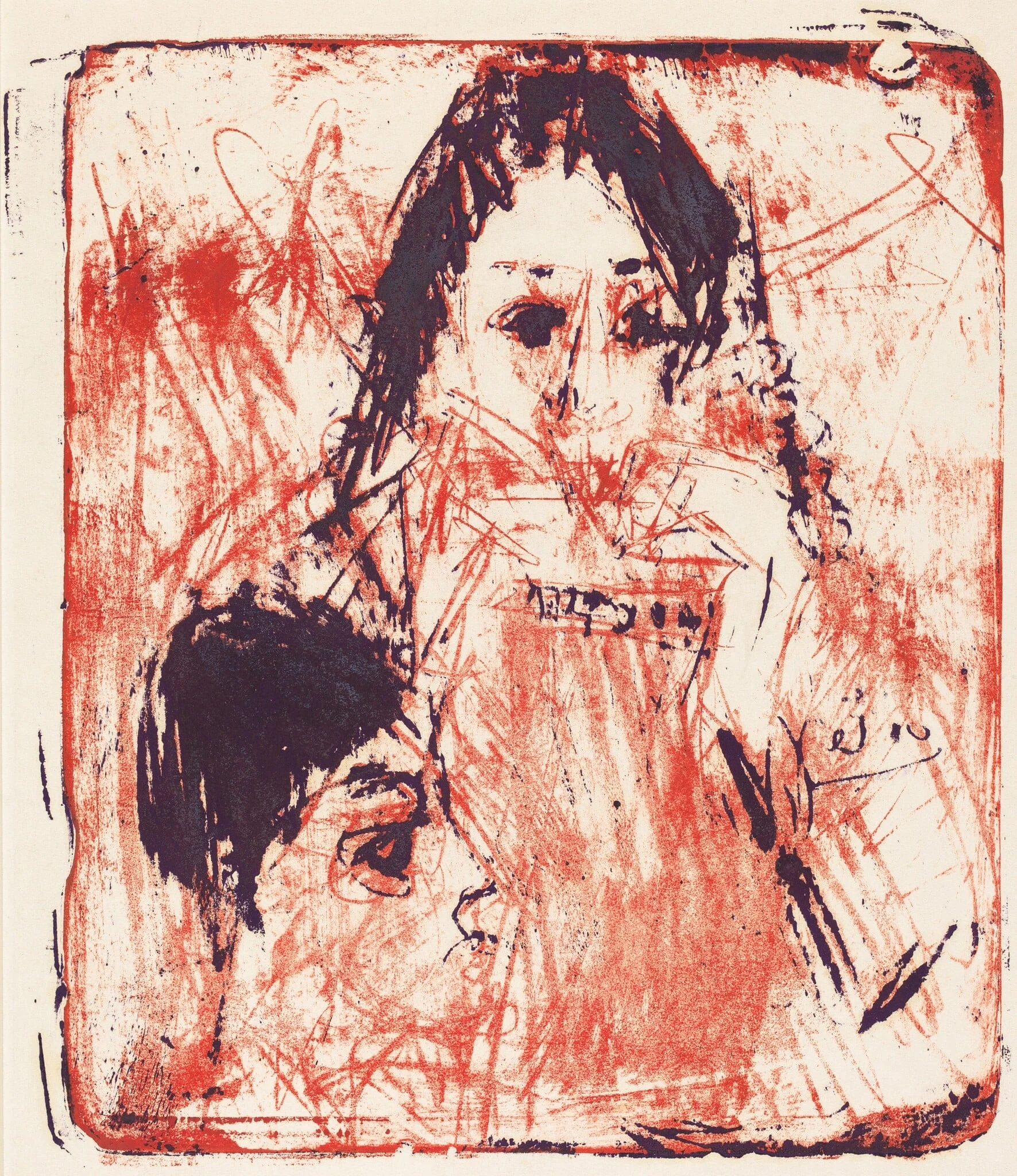 Harmonica Player, by Ernst Ludwig Kirchner, ink, 1919
