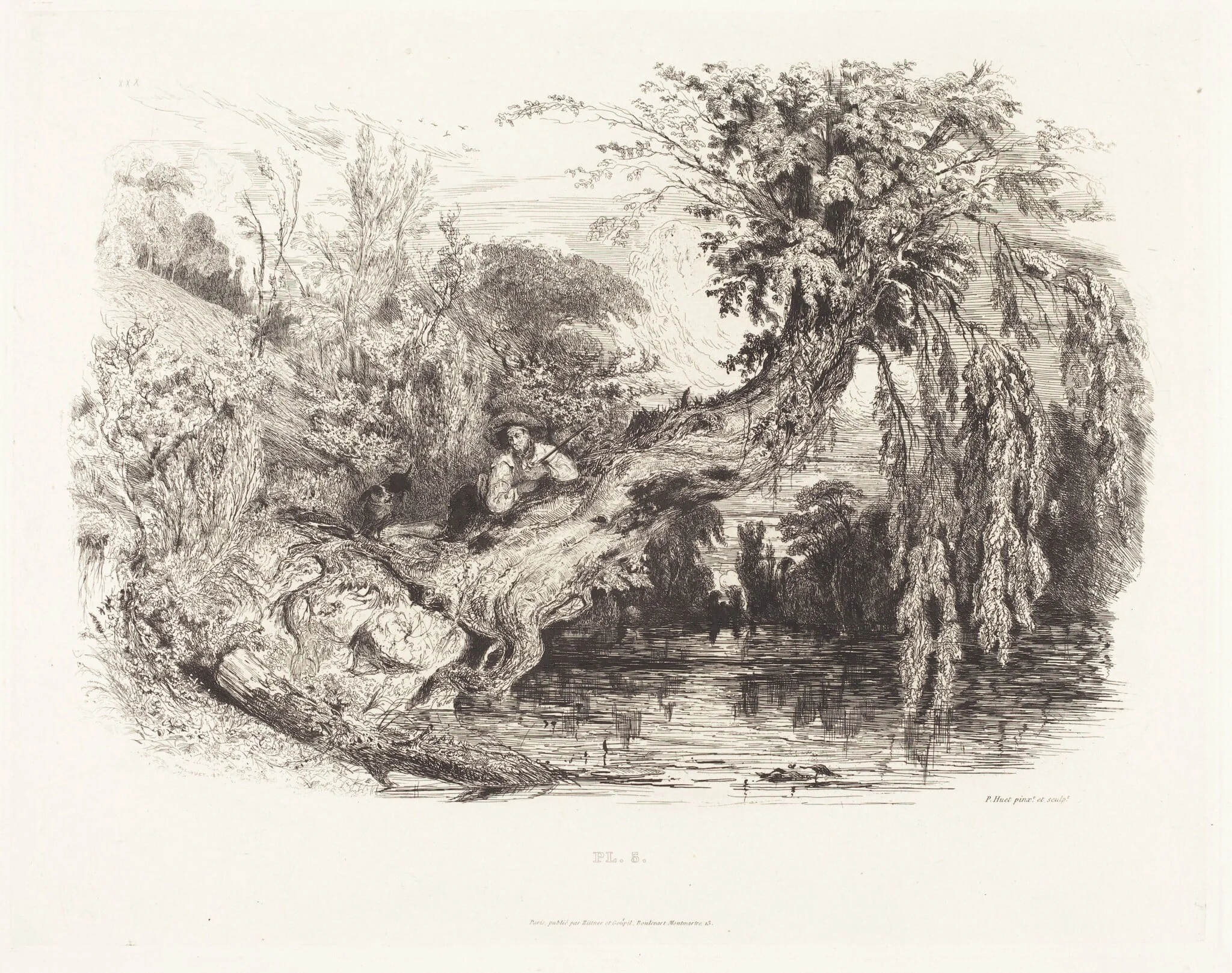 The Poacher, by Paul Huet, ink, 1834