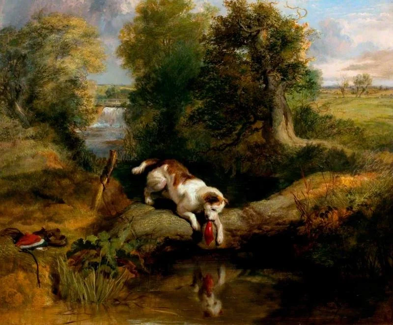 The Dog and the Shadow, by Edwin Landseer, oil, 1822