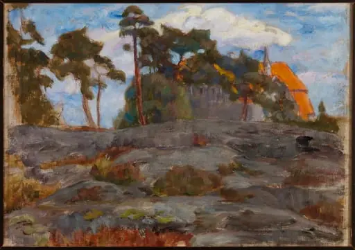 Huvila mäntyjen keskellä