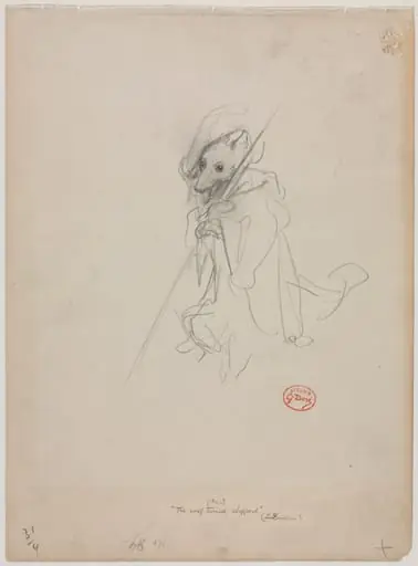 Sketch for "The Wolf Turned Shepherd" (recto)