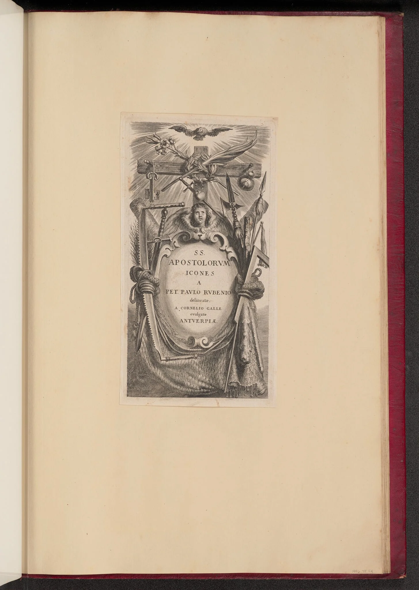 Title Plate for SS. Apostolorvm Icones, by Cornelis Galle I, ink, 1613
