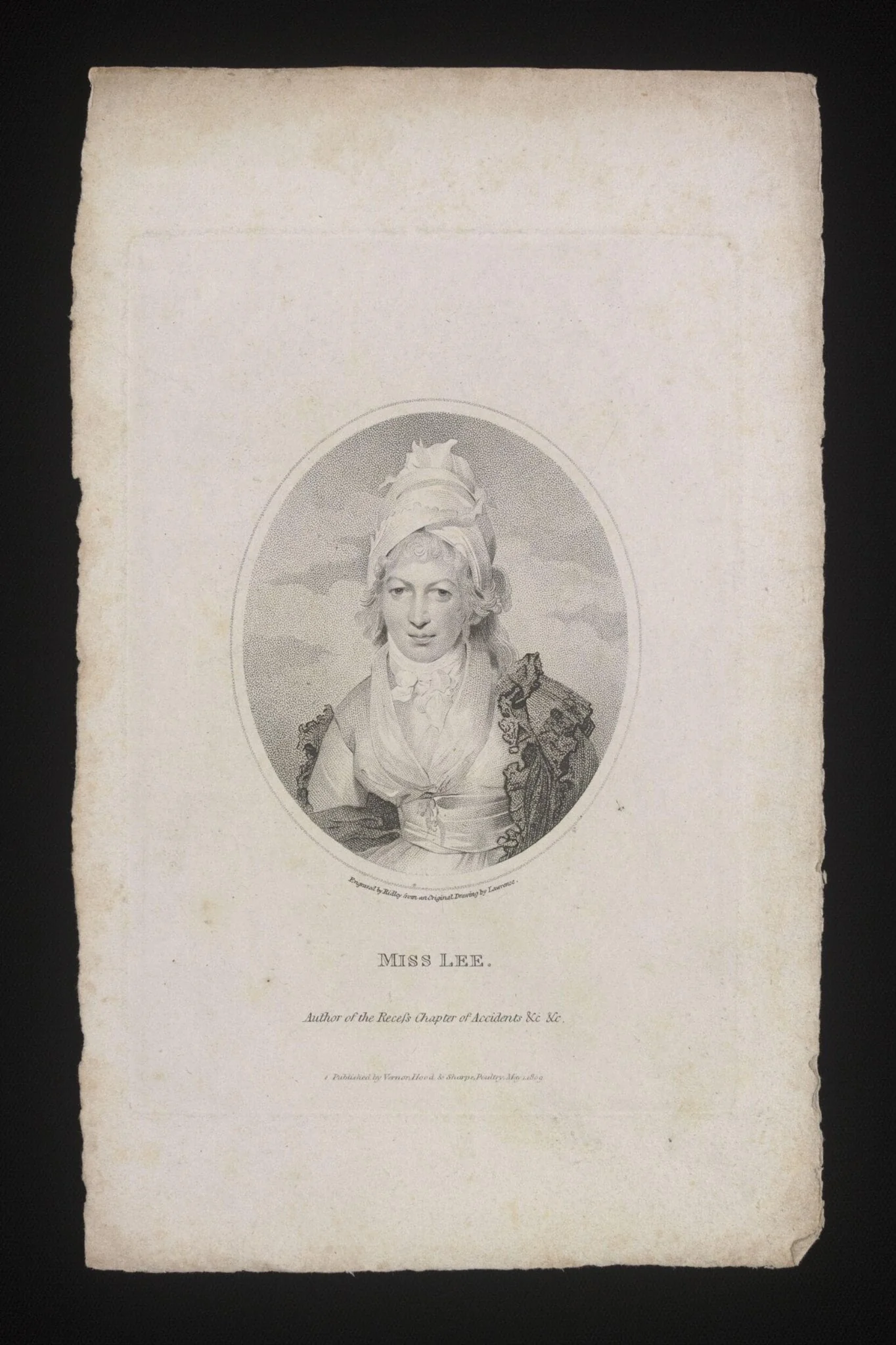 Miss Lee/ Author of the Recess, Chapter & Accidents &c &c., by Ridley, 1809