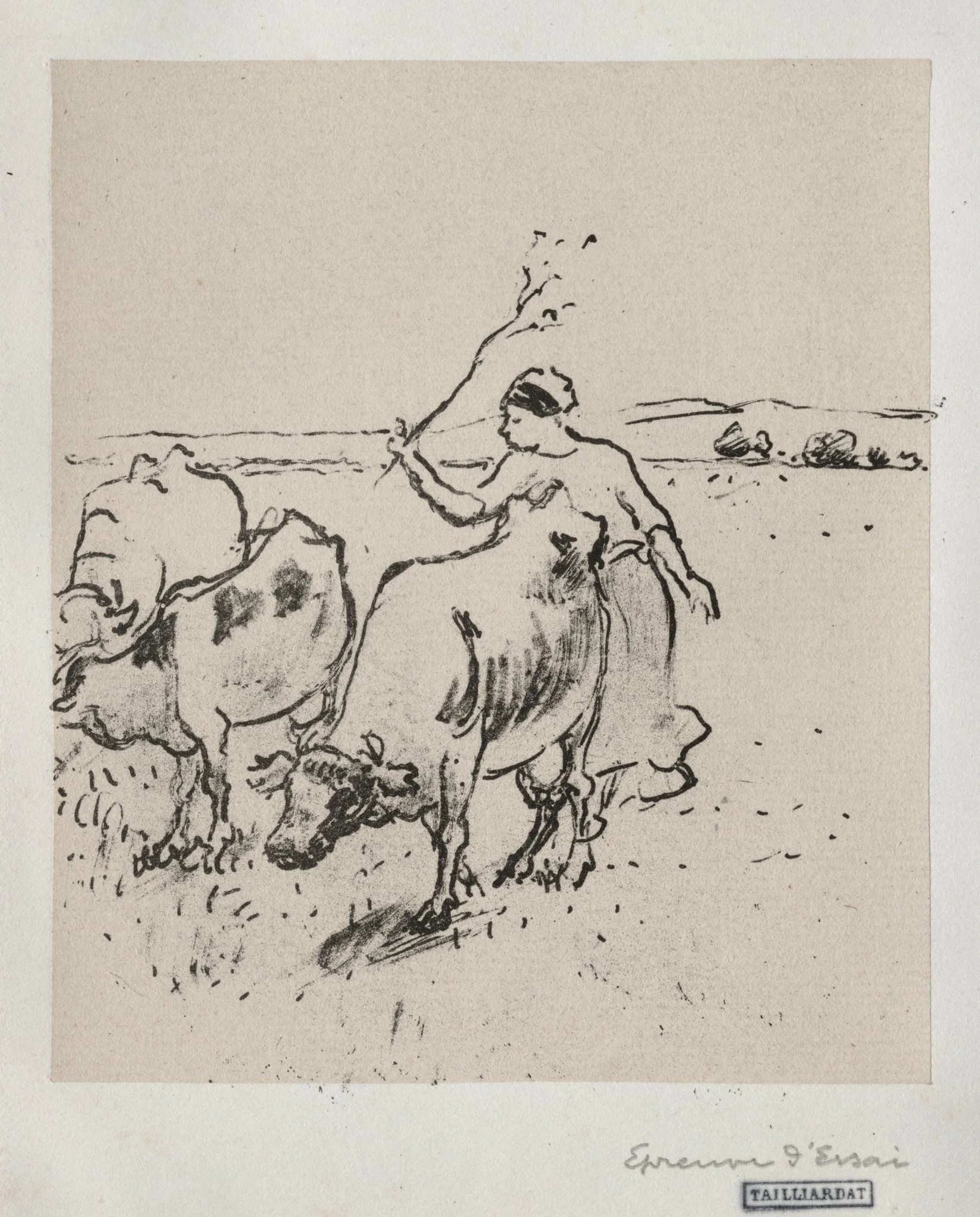 Cowherder, by Camille Pissarro, 1899