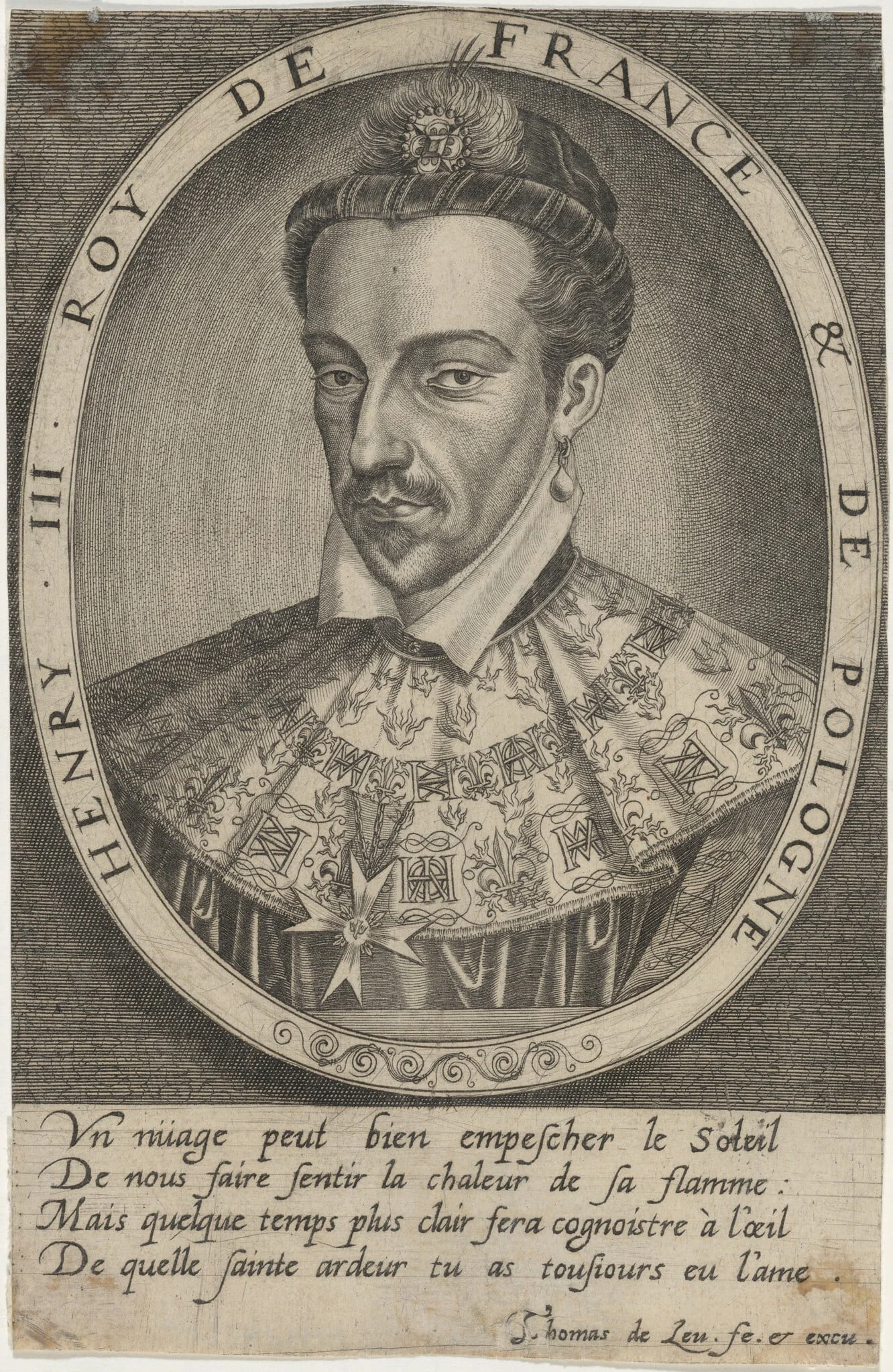 Henry III of France, by Thomas de Leu, ink, 1590