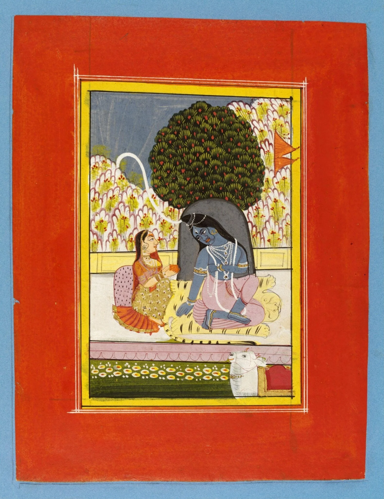 Shiva, Parvati and Nandi, by Unknown, paint, 1850