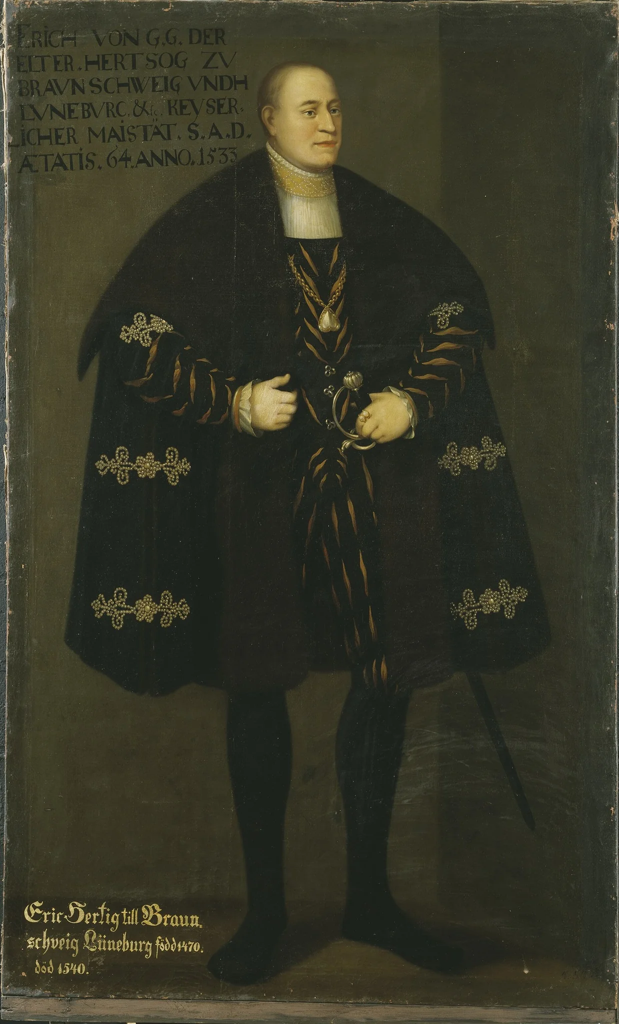 Erik I, 1470-1549, hertig av Braunscweig-Calenberg, by Unknown, oil, 1667